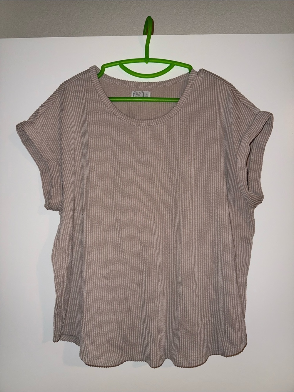 Maurices Taupe Ribbed Short Sleeve Tee